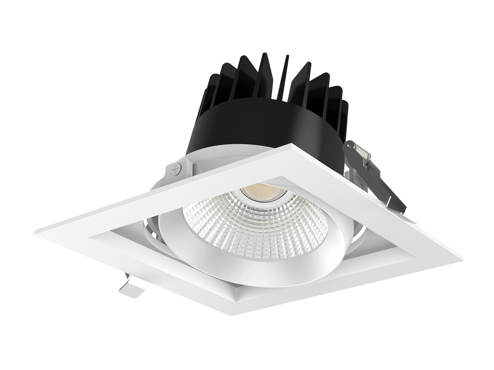 LED zápustné svítidlo 25W, otočné, výklopné, 175x175mm, černé CRI90