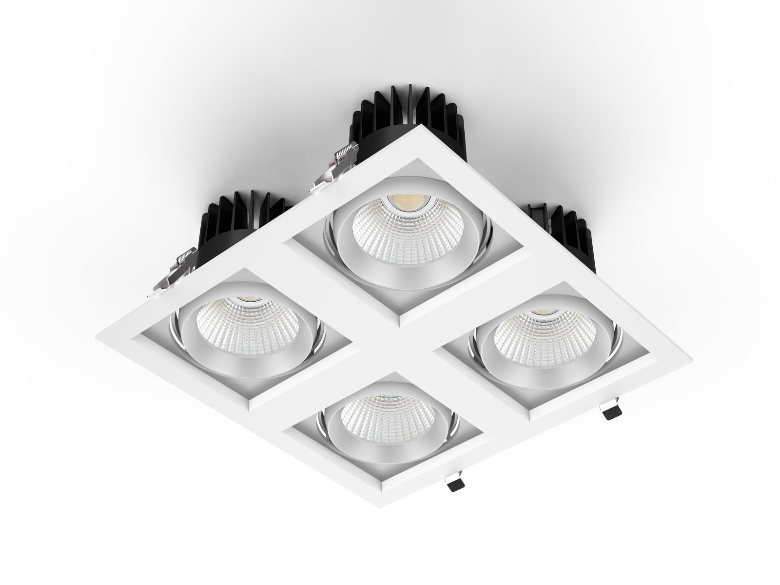 LED zápustné svítidlo 25W, otočné, výklopné, 175x175mm, černé CRI90
