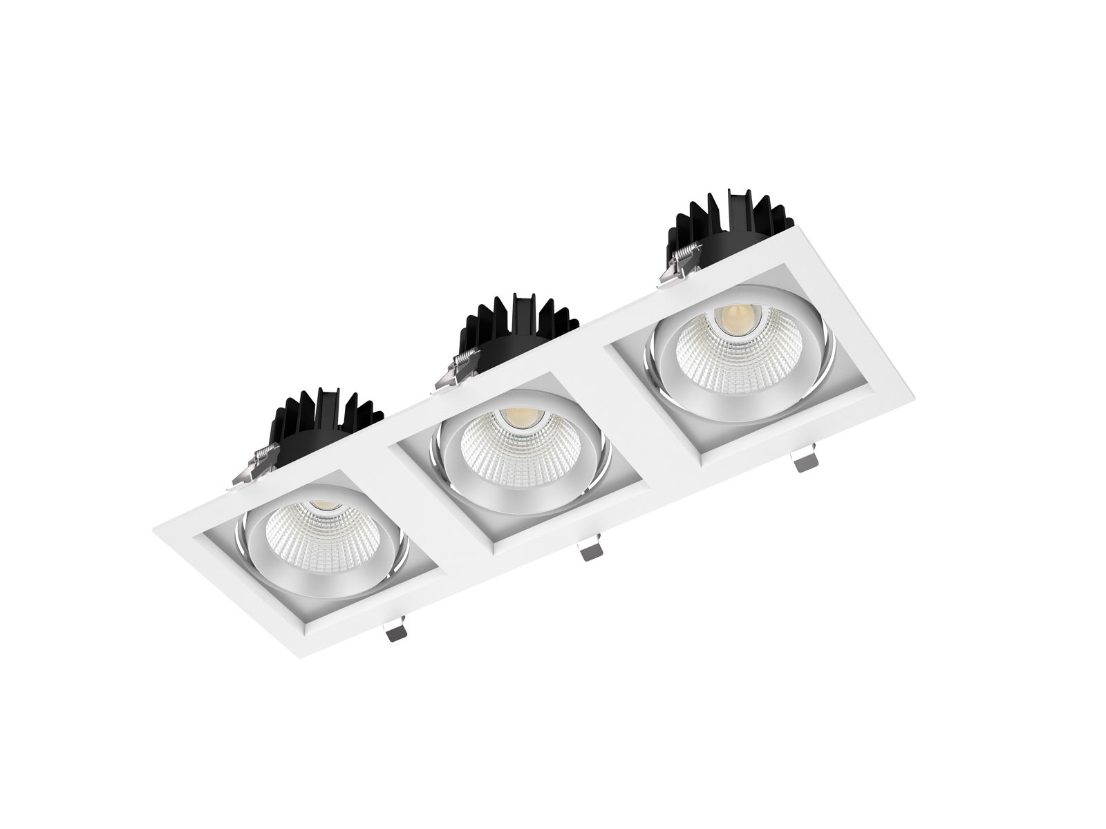LED zápustné svítidlo 25W, otočné, výklopné, 175x175mm, černé CRI90